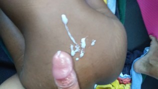 Cumshot on ebony teen