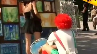 Dirty Clown Lifts Skirts In Public