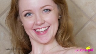 Gorgeous blonde girl strips and takes sexy Shower in 4K.mp4