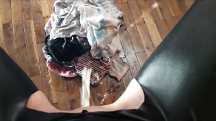 Hot Mom Laura Piss on Pile Of Panties (multicam) – a lot of piss on floor