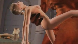 Huge Demon penetrates petite blonde captive