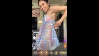 Perfect Young Petite Brunette gets kicked off Instagram live for showing to
