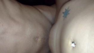 Petite teen with tramp stamp rides my dick and rubs pussy