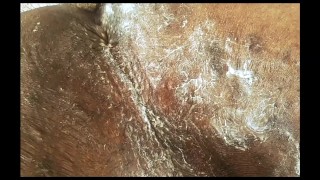 Ribbed BBC black dick twerk. Prostate massage. Cream masturbation cumshot