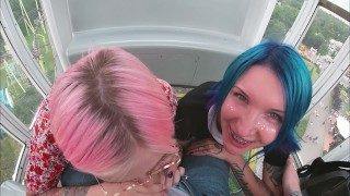 Risky ferris wheel blowjob w slutty teens
