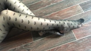 SHOEPLAY FETISH BLACK NYLON