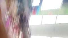 Skinny white babe upskirt