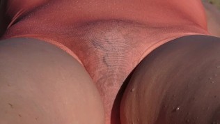 Swimsuit bikini costume transparent sheer beach hairy beaver.mp4