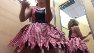 TANLINE BIG BUTT MILF IN WALMART COSTUME CHANGE ROOM DILDO FUCK
