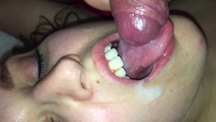 Cum on tongue close up