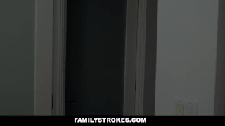 FamilyStrokes – Stepmom Shares Huge Cock With Horny Daughter
