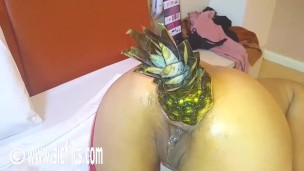 fucking her loose ass with a huge pineapple