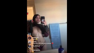 Girl flashes on Instagram live