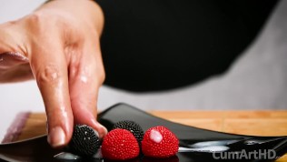 Handjob + cum on candy berries! (Cum on food 3)