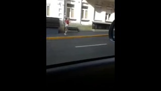 Horny milf masturbates in her car right on the street