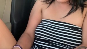 Horny  Squirts In Car While Her Dom Is Inside