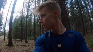 hot blondie jerk in the wood