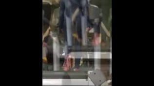 Juicy ass in striped leggings treadmill spy