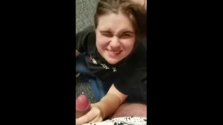 “Michael!” – Cute Cum Hater Gets Unexpected Facial That Keeps Cumming