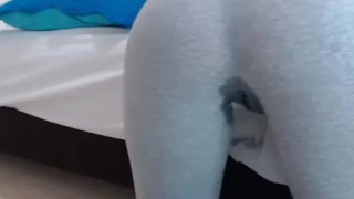 Naked ass close up. Teen solo fingers in ass