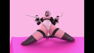 NIER AUTOMATA 2B TEASED BY TENTACLES 4K VR ANIMATION BY LIKKEZG