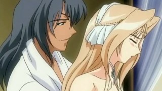 Pink hentai pussy takes hard stick in