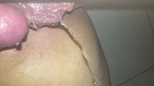 Pissing on pissing dick