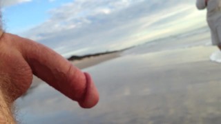 Public erection CFNM beach encounter between lady and male exhibitionist