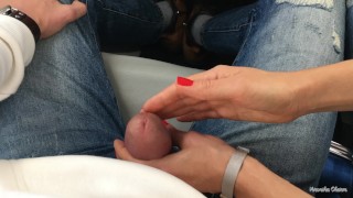 Risky Public Handjob On An Airplane, Naughty Girl Likes Big Cumshots :)