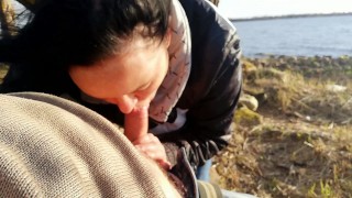 Romantic blowjob by the river. Sex video 4k HD 2020