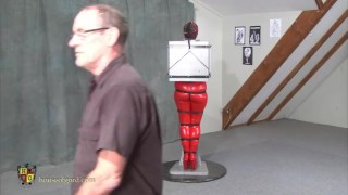 rubber bondage doll leashed walked and boxed