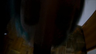 Slave training with blue haired teen