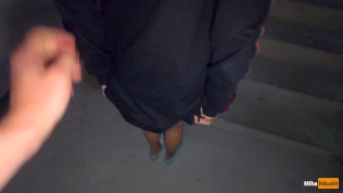 We fucked in the stairwell while parents are at home – Cum in panties and put them on – POV 4K