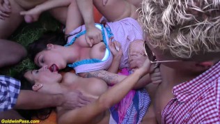 wild outdoor bukkake fuck orgy