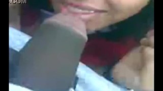 young indian girl boos sucking at the out door with her bf
