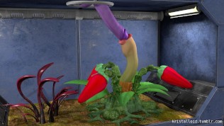 alien flower does blowjob for futanari dark elf