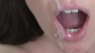 Amateur Brunette Felicia Takes Cum Hose To the Face