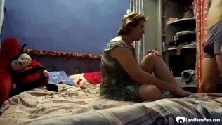 Amazing stepmom gets some cum on her belly