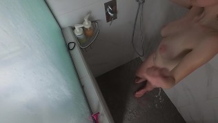 Barely legal busty teen in shower caught on hidden camera