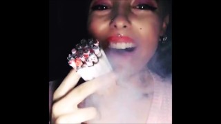 Beautiful girl with a darkside smoking fetish wrecking her lungs