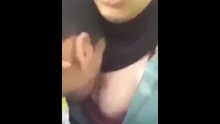 Boyfriend bite his girlfriend boobs