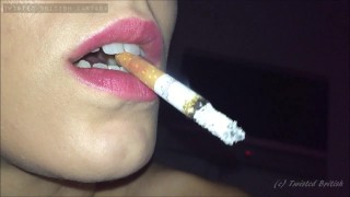 Close Up Red Lips Smoking