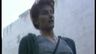 crazy girl pissing outdoor