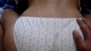 CUMSHOT on her cute little teen panties!