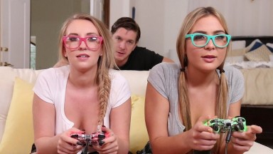 Elegant Angel: Nerdy Gamer Girl Threesome