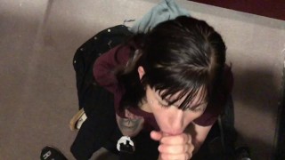 High school teen sucking cock in school bathroom