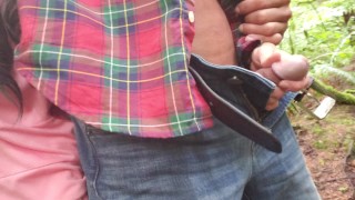 Holding His Cock in Public While He Pees