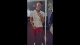 HungItalianStallion Freeballs and Flashes his cock in red gym shorts