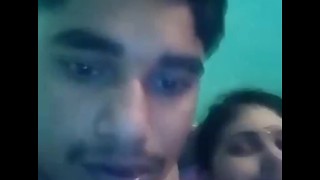 Indian Husband & Wife Kiss and boob pressing