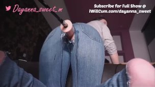 Machine Dick Through Her Jeans Makes Mom Cream So Hard